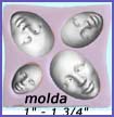 molda- 4 feminine faces with serene expressions, all in one mold