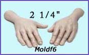 moldf6- 2 1/4 hand mold (front and back) for a 3 inch(7.62 cm) male face.